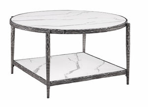English Elm Contemporary Sintered Stone 3 Piece Table Set with Gunmetal Steel Frames for Living Room B2741S01231