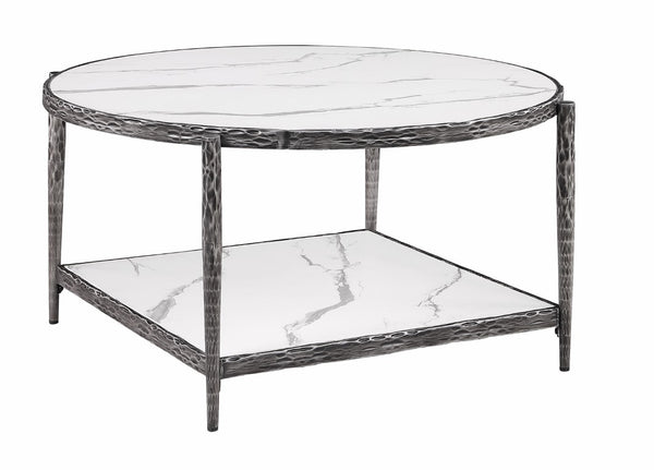 English Elm Contemporary Sintered Stone 3 Piece Table Set with Gunmetal Steel Frames for Living Room B2741S01231