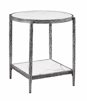 English Elm Contemporary Sintered Stone 3 Piece Table Set with Gunmetal Steel Frames for Living Room B2741S01231