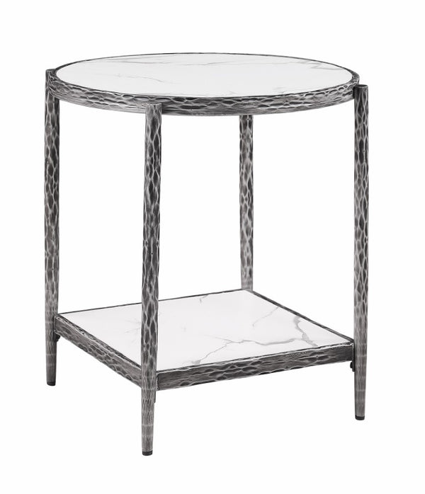 English Elm Contemporary Sintered Stone 3 Piece Table Set with Gunmetal Steel Frames for Living Room B2741S01231
