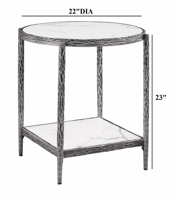 English Elm Contemporary Sintered Stone 3 Piece Table Set with Gunmetal Steel Frames for Living Room B2741S01231