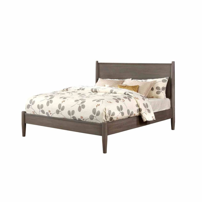 English Elm Platform Eastern King Bed with Tapered Legs Mid Century Modern Gray Wood Frame B2741S01239