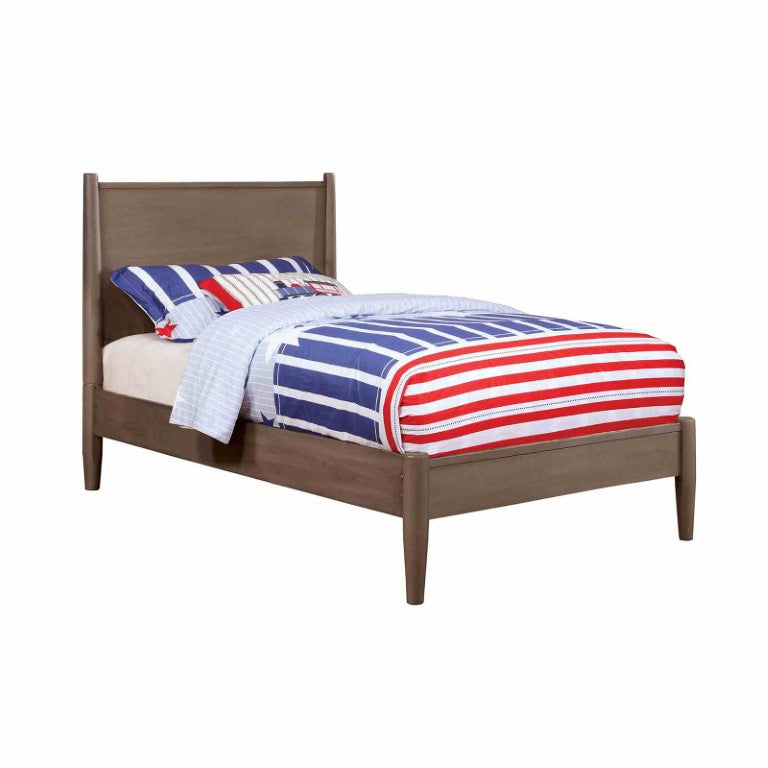 English Elm Platform Twin Bed with Round Tapered Legs Mid-Century Modern Low-Profile Wood Frame B2741S01241