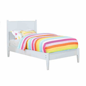 English Elm 1Pc Twin Platform Bed Wingback Headboard Solid Wood Mid-Century White Finish B2741S01247