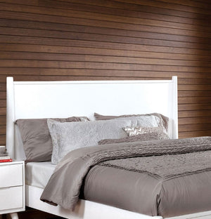 English Elm 1Pc Twin Platform Bed Wingback Headboard Solid Wood Mid-Century White Finish B2741S01247