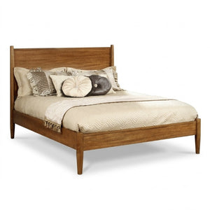 English Elm Oak Finish Mid-Century Modern Full Platform Bed Set with Matching Pair of Nightstands B2741S01251