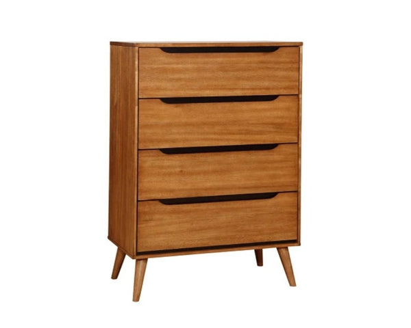 English Elm Wooden Twin Platform Bedroom Set Mid-Century Tapered Legs Solid Wood 3 Piece Suite Oak B2741S01257