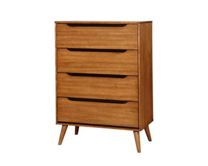 English Elm Wooden Twin Platform Bedroom Set Mid-Century Tapered Legs Solid Wood 3 Piece Suite Oak B2741S01257