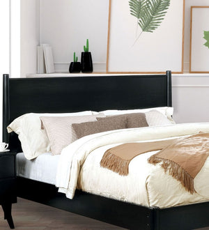 English Elm Wooden Twin Platform Bedroom Set Mid-Century Tapered Legs Solid Wood 3 Piece Suite Black B2741S01268