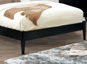 English Elm Wooden Twin Platform Bedroom Set Mid-Century Tapered Legs Solid Wood 3 Piece Suite Black B2741S01268