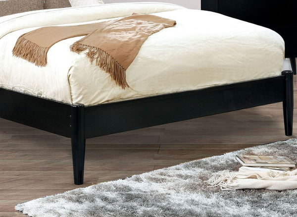 English Elm Wooden Twin Platform Bedroom Set Mid-Century Tapered Legs Solid Wood 3 Piece Suite Black B2741S01268