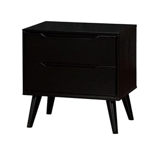 English Elm Wooden Twin Platform Bedroom Set Mid-Century Tapered Legs Solid Wood 3 Piece Suite Black B2741S01268