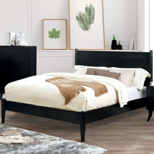 English Elm Wooden Twin Platform Bedroom Set Mid-Century Tapered Legs Solid Wood 3 Piece Suite Black B2741S01268