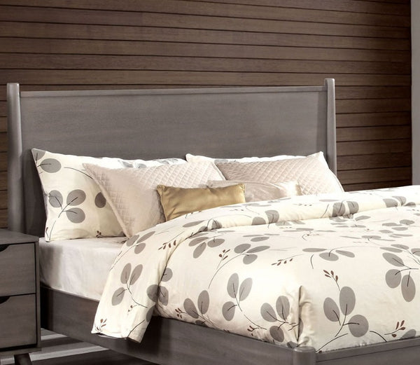 English Elm Wooden Twin Platform Bedroom Set Mid-Century Tapered Legs Solid Wood 3 Piece Suite Gray B2741S01278