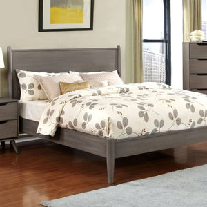 English Elm Wooden Twin Platform Bedroom Set Mid-Century Tapered Legs Solid Wood 3 Piece Suite Gray B2741S01278