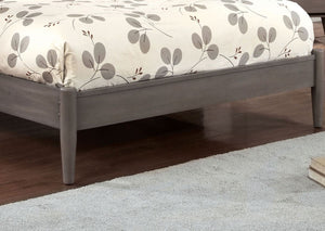 English Elm Wooden Twin Platform Bedroom Set Mid-Century Tapered Legs Solid Wood 3 Piece Suite Gray B2741S01278