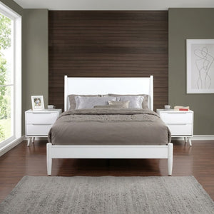 English Elm White Mid-Century Modern Eastern King Platform Bed Set with Two Coordinating Nightstands B2741S01281