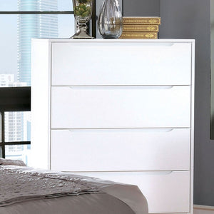 English Elm Wooden Mid-Century Modern Eastern King Platform Bedroom Set with Tapered Legs in White B2741S01286