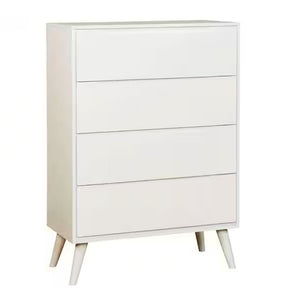English Elm Wooden Mid-Century Modern Eastern King Platform Bedroom Set with Tapered Legs in White B2741S01286