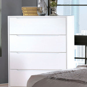 English Elm Wooden Mid-Century Modern Eastern King Platform Bedroom Set with Tapered Legs in White B2741S01286