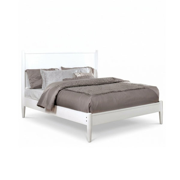 English Elm Wooden Twin Platform Bedroom Set Mid-Century Tapered Legs Solid Wood 3 Piece Suite White B2741S01288