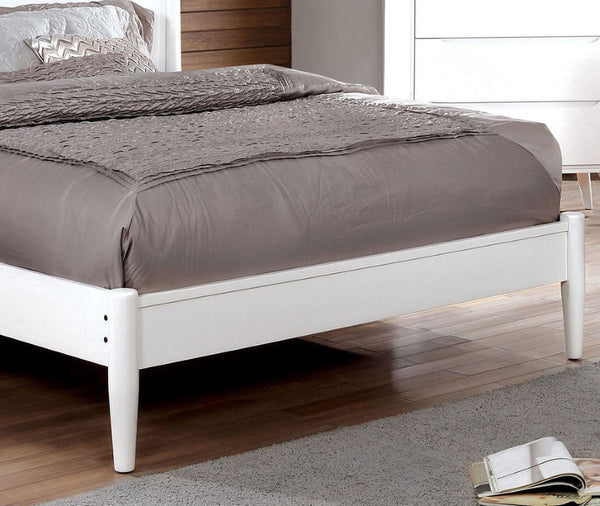 English Elm Wooden Twin Platform Bedroom Set Mid-Century Tapered Legs Solid Wood 3 Piece Suite White B2741S01288