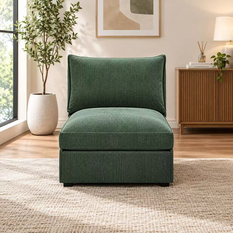 English Elm Armless Corduroy Accent Chair Low Profile Sectional Seating for Modern Living Rooms B2748P482061