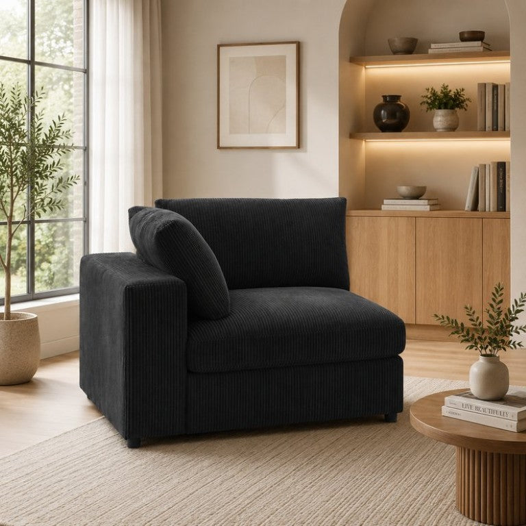 English Elm Corner Sectional Seat Module Squared Upholstered Unit for Modular Living Room Setup Black 38 L x 38 W x 33 H B2748P515116