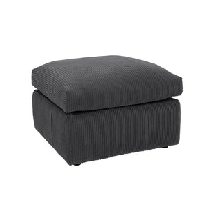 English Elm Square Corduroy Upholstered Ottoman Ribbed Texture Footrest for Living Room or Bedroom Dark Gray B2748P517641