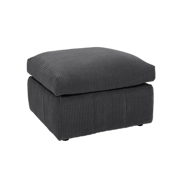 English Elm Square Corduroy Upholstered Ottoman Ribbed Texture Footrest for Living Room or Bedroom Dark Gray B2748P517641