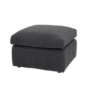 English Elm Square Corduroy Upholstered Ottoman Ribbed Texture Footrest for Living Room or Bedroom Dark Gray B2748P517641