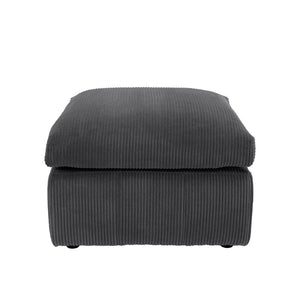 English Elm Square Corduroy Upholstered Ottoman Ribbed Texture Footrest for Living Room or Bedroom Dark Gray B2748P517641