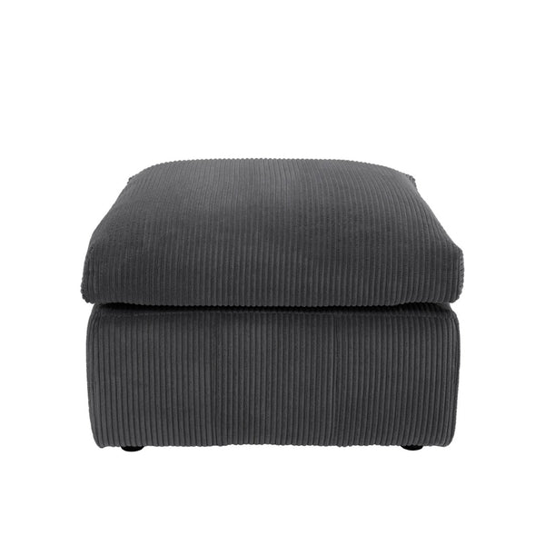 English Elm Square Corduroy Upholstered Ottoman Ribbed Texture Footrest for Living Room or Bedroom Dark Gray B2748P517641