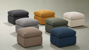 English Elm Square Corduroy Upholstered Ottoman Ribbed Texture Footrest for Living Room or Bedroom Dark Gray B2748P517641