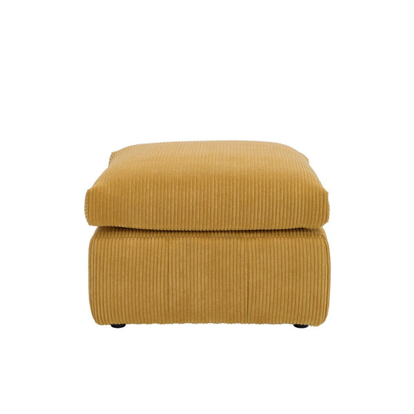 English Elm Square Corduroy Upholstered Ottoman Ribbed Texture Footrest for Living Room or Bedroom Ginger B2748P517642