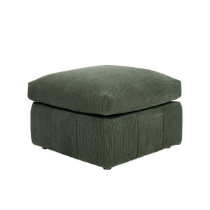 English Elm Square Corduroy Upholstered Ottoman Ribbed Texture Footrest for Living Room or Bedroom Dark Green B2748P517643