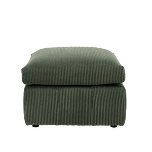 English Elm Square Corduroy Upholstered Ottoman Ribbed Texture Footrest for Living Room or Bedroom Dark Green B2748P517643