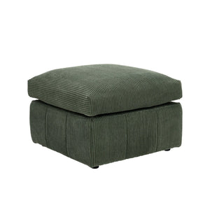 English Elm Square Corduroy Upholstered Ottoman Ribbed Texture Footrest for Living Room or Bedroom Dark Green B2748P517643