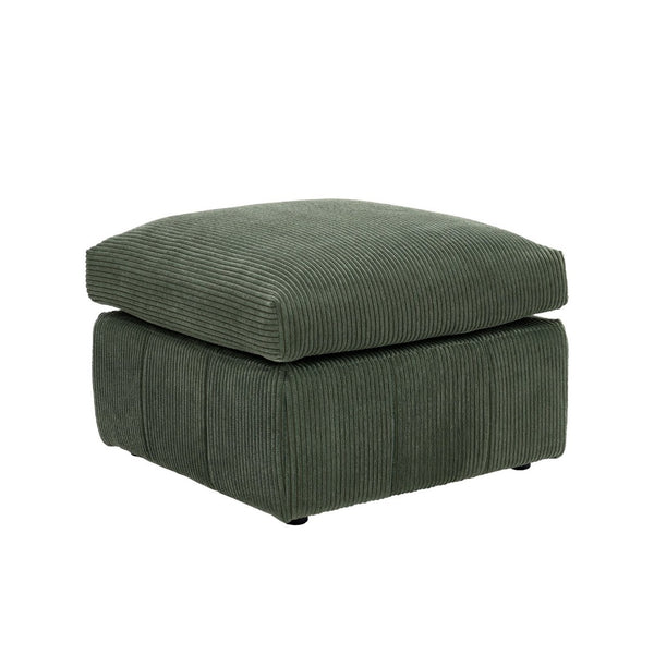 English Elm Square Corduroy Upholstered Ottoman Ribbed Texture Footrest for Living Room or Bedroom Dark Green B2748P517643