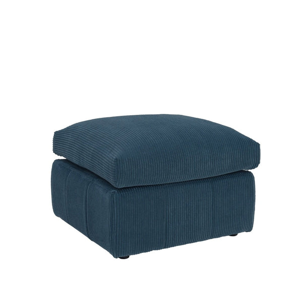 English Elm Square Corduroy Upholstered Ottoman Ribbed Texture Footrest for Living Room or Bedroom Dark Blue B2748P517646