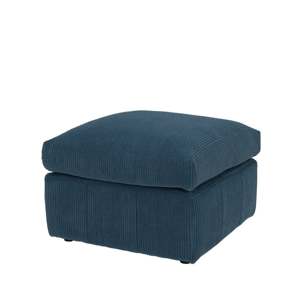 English Elm Square Corduroy Upholstered Ottoman Ribbed Texture Footrest for Living Room or Bedroom Dark Blue B2748P517646