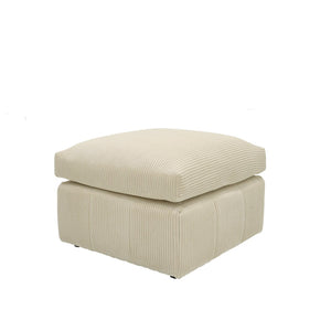 English Elm Square Corduroy Upholstered Ottoman Ribbed Texture Footrest for Living Room or Bedroom Beige B2748P517647