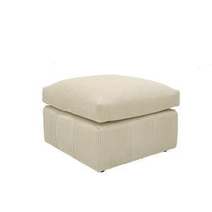 English Elm Square Corduroy Upholstered Ottoman Ribbed Texture Footrest for Living Room or Bedroom Beige B2748P517647