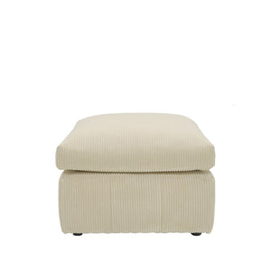 English Elm Square Corduroy Upholstered Ottoman Ribbed Texture Footrest for Living Room or Bedroom Beige B2748P517647