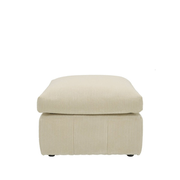 English Elm Square Corduroy Upholstered Ottoman Ribbed Texture Footrest for Living Room or Bedroom Beige B2748P517647