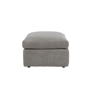 English Elm Square Corduroy Upholstered Ottoman Ribbed Texture Footrest for Living Room or Bedroom Light Gray B2748P517648