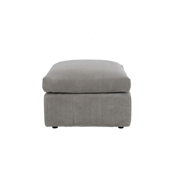 English Elm Square Corduroy Upholstered Ottoman Ribbed Texture Footrest for Living Room or Bedroom Light Gray B2748P517648