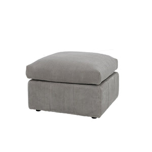 English Elm Square Corduroy Upholstered Ottoman Ribbed Texture Footrest for Living Room or Bedroom Light Gray B2748P517648