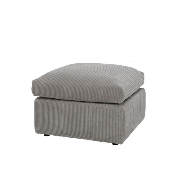 English Elm Square Corduroy Upholstered Ottoman Ribbed Texture Footrest for Living Room or Bedroom Light Gray B2748P517648
