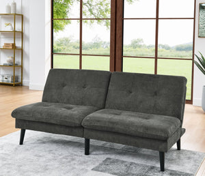 English Elm Polyester Blend Tufted Futon Sofa Sleeper with Tall Legs for Guest Room or Studio Dark Gray B2748P521267